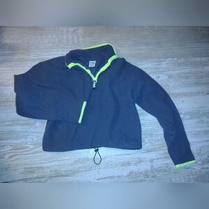 Victoria's Secret Navy Cropped Half-Zip Pullover with Neon Green Trim